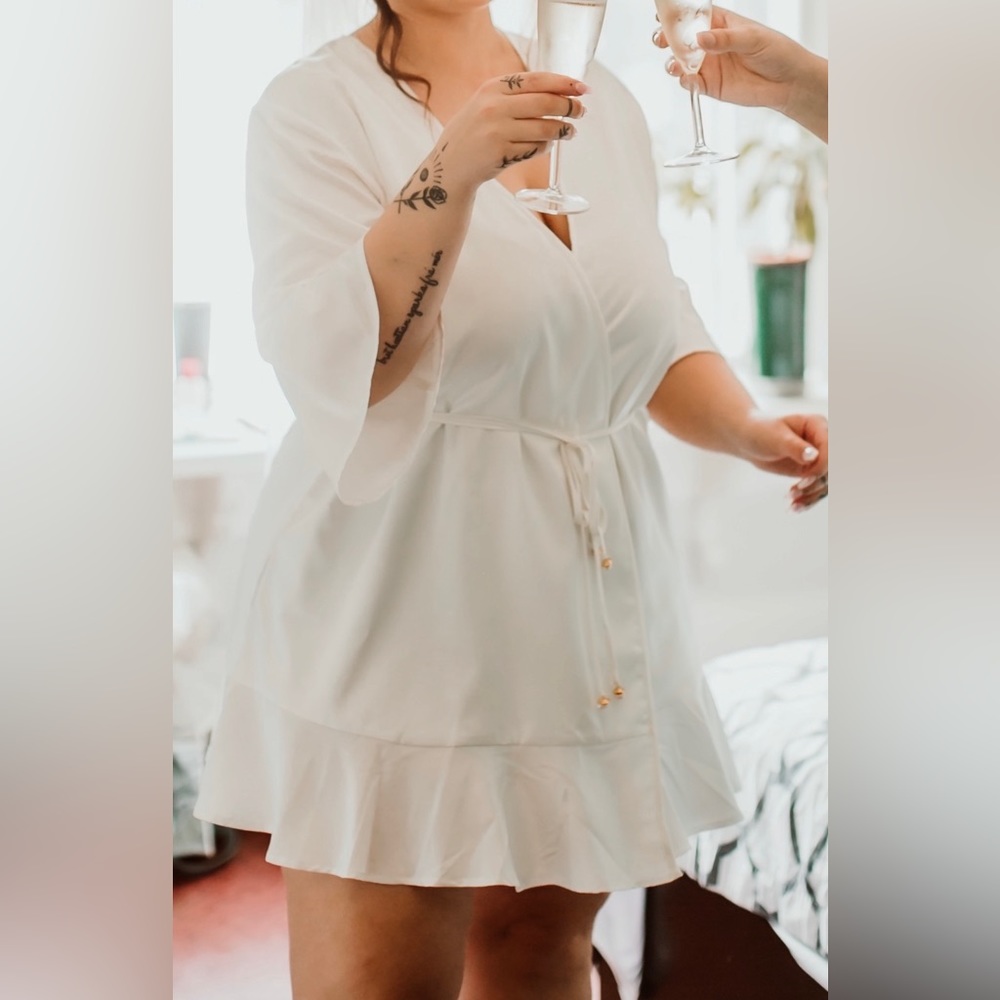 White Satin Flare Hem Robe